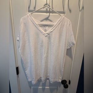 White J.Jill V-Neck back pleat T-Shirt